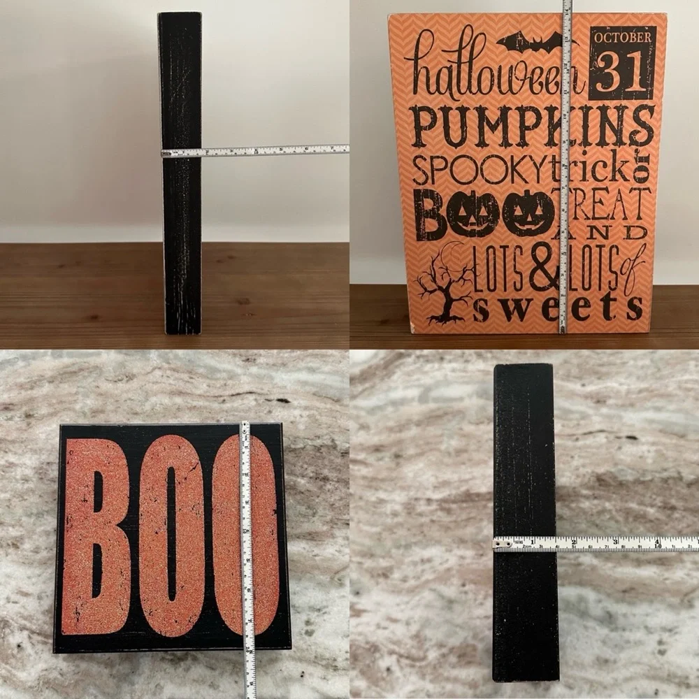 Halloween Decor Bundle Set of 2 Wood Signs - Pumpkins, Trick or Treat, Spooky